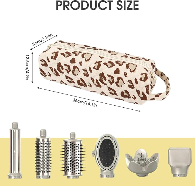 Quilted Hair Tools Travel Bag, Compatible with Dyson Airwrap Shark Flexstyle Hair Dryers, Curling Irons Organizer, Portable Large Hair Styling Tool Storage Case, Travel Essentials, Leopard