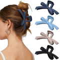 Mesovor 4 Pack Cute Bow Claw Clips, Nonslip 4.92" Large Matte Strong Hold Bows Hair Clips for Thin and Thick Hair | Chic Hairclips for Holidays or Everyday Hairstyle (Blue Matte)