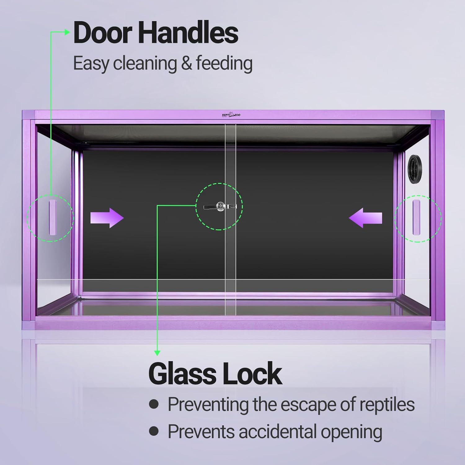 REPTI ZOO 50 Gallon Reptile Terrarium, 36" x 18" x 18" Light Weight Reptile Enclosure, Colored Reptiles Tank with Tempered Glass Door, Large Habitat for Bearded Dragon, Snake, Lizard, Gecko-Purple