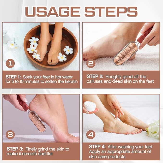 Moxweyeni 14 Pack Colossal Foot File Pedicure Tool Set with 2 Style Large and Small Hole Replacement Callus Remover Blades Rose Gold Stainless Steel Detachable Pedicure Foot Rasp for Dead Skin Remover
