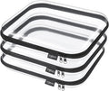 YQBRA 3 Pack Clear Hard Shell Zipper Case, See-Through Hard Plastic Organizer Pouches with Zipper for Travel, Toiletries, Makeup, Electronics & Pencils - Crush-Resistant Storage (L Black)