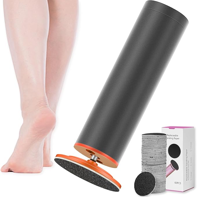 Dermawave Electric Foot File Callus Remover for Feet, Professional Electric Foot Sander Filer Grinder with 60 Sandpaper Discs for Men & Women, Pedicure Tool for Corn Dead Skin Cracked Heel