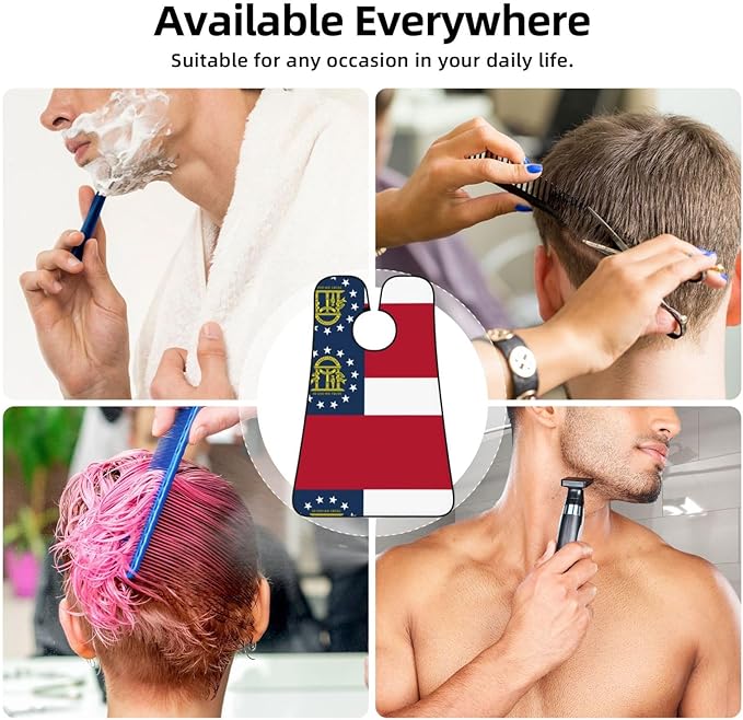 Georgia Flag Print Beard Bib Apron For Men, Beard Hair Catcher For Men Shaving Trimming,Beard Cape Cloth