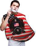 Red Stripe Firefighter Usa Flag Print Beard Bib Shaving Apron, Beard Hair Trimming Cape Gift For Dad