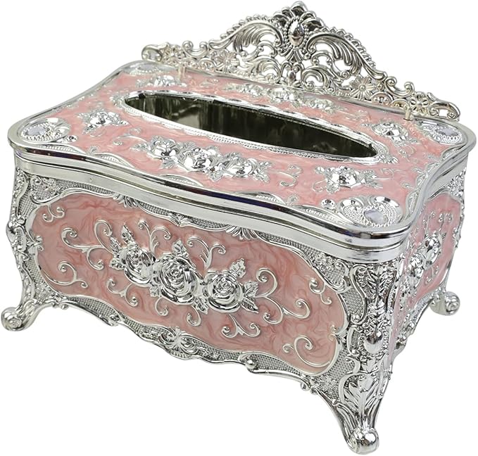 Geesatis Tissue Box Cover, Rectangle Tissue Box Holder, Rectangular Napkin Facial Tissues Holder for Bathroom Toilet Bedroom Living Room Table Desk Office Dresser, 1 Pcs Pink 7.5''x5''x4''