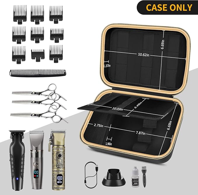 Boobowl Barber Accessories Bag for Clippers and Supplies, Mens Hair Trimmers Box, Portable Clipper Storage Holder for Hair Cutting, Guard Grooming Kit and Barbers Supplies (Bag Only)-Dark Black