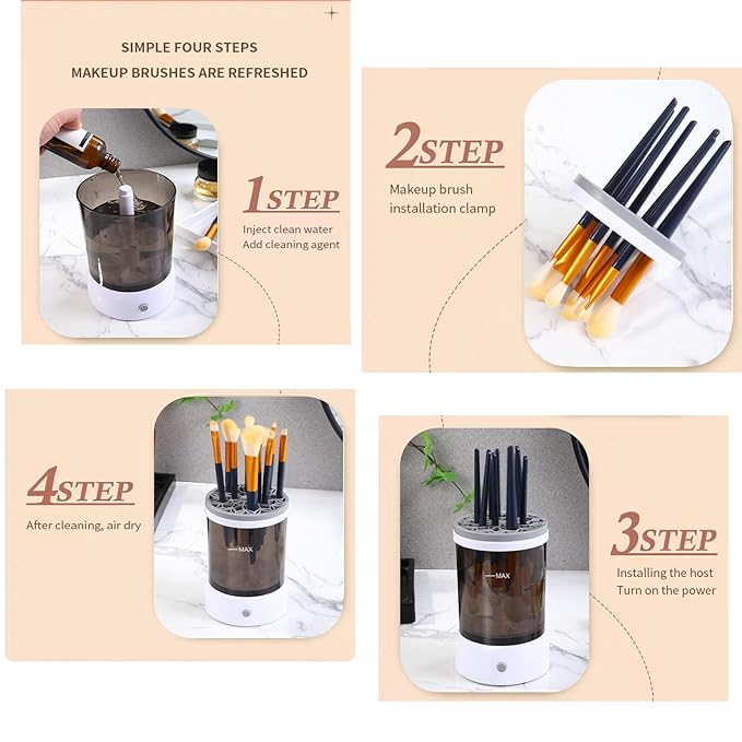 Makeup Brush Cleaner Electric, Upgrade Automatic Spinning Makeup Brush Cleaner,Make Up Cleaner Machine, Silent Makeup Brush Washer Great Gifts for Women