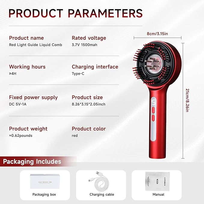 Trvtve 3-in-1 Electric Scalp Massage Comb, Hair Oil Applicator, Five-Level Head Scratching, Soothing and Relaxing to Prevent Hair Loss, Portable Home Massage Comb for Men and Women, Ipx7 Waterproof