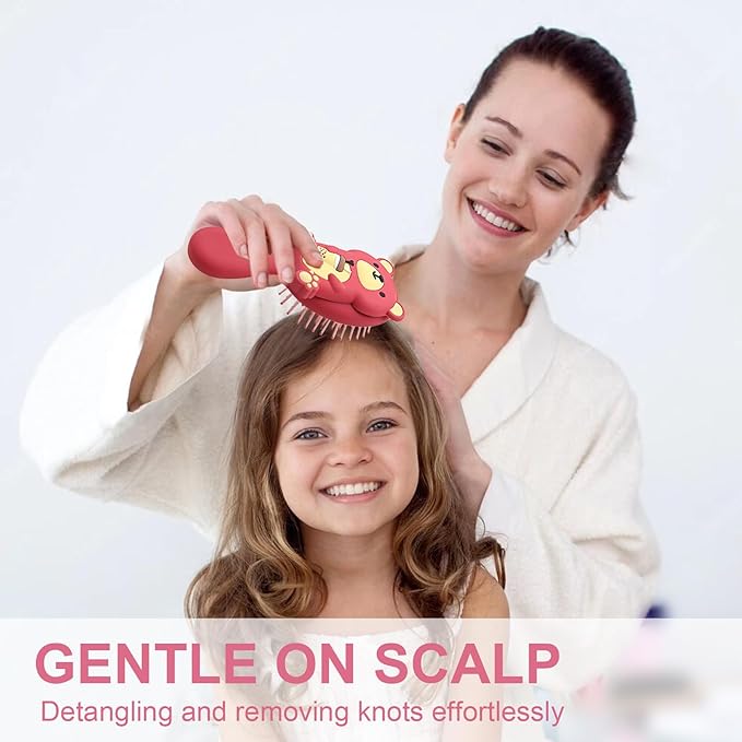 Mini Toddler Hair Brush Detangler Brush Kids Detangling Hairbrush Soft Massage Comb Small Travel Hair Brush for Thick Curly Thin Long Short（Red）