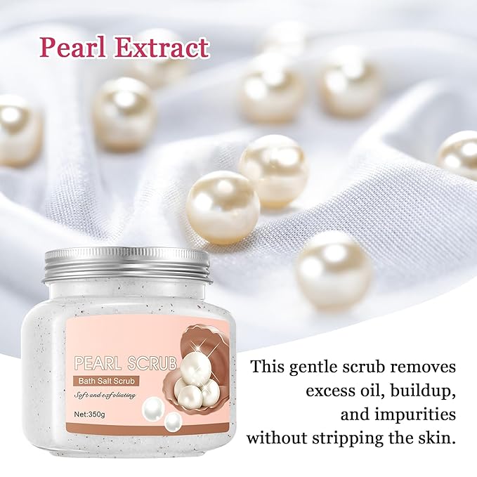 Pearl Body Exfoliator, Deep Cleaning Exfoliating Body Scrub, Moisturizing Nourishing Salt Rose Body Scrub, 350 g