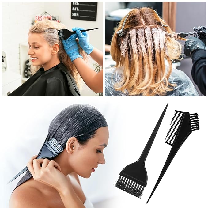 6PCS Highlights Hair Color Kit, With 2PCS Coloring Caps, 2 Spatula With Crochet Hook, 2 Hairs Dye Brush, Hairs Highlighting Kit Styling Tools for Salon Dyeing Hairdressing and DIY Dyeing Hair