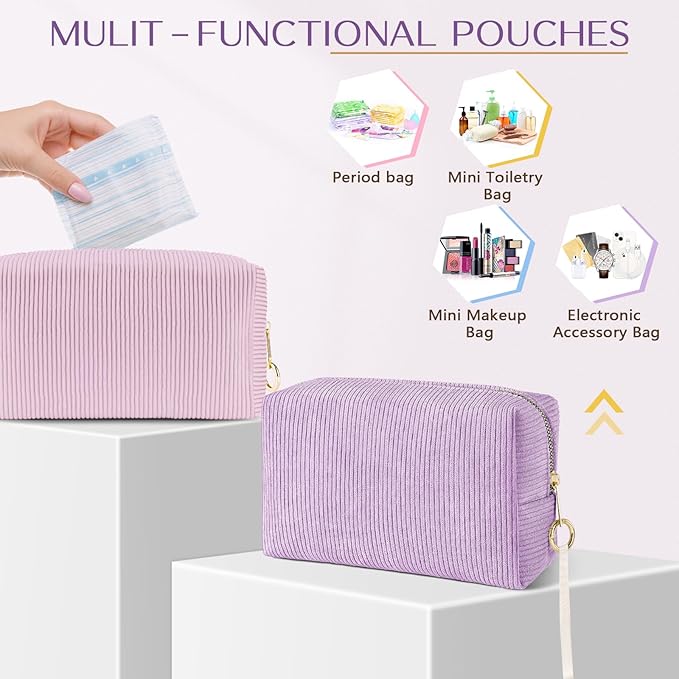 Tampon Holder for Purse, Corduroy Period Bag Sanitary Napkin Storage Bag for Girls Womens, Portable Feminine Emergency Pad Period Pouch(Pink)