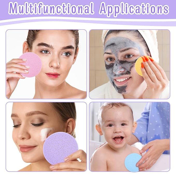 480Pcs Compressed Facial Sponges for Estheticians, Soft Makeup Removal Round Face Wash Sponge, PVA Spa Disposable Face Sponges for Cleansing Women Esthetician Beauty Remover Supplies,4 Colors