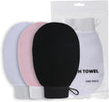 Exfoliating Gloves & Back Scrubber Strap Set - Dual-Sided Textured Mitts for Deep Body Exfoliation, Hard to Reach Back Cleaning, Spa-Quality Dead Skin Removal with Long Handle & Nylon Viscose Material