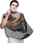 Old Viking Boats Print Beard Bib Apron For Men, Beard Hair Catcher For Men Shaving Trimming,Beard Cape Cloth