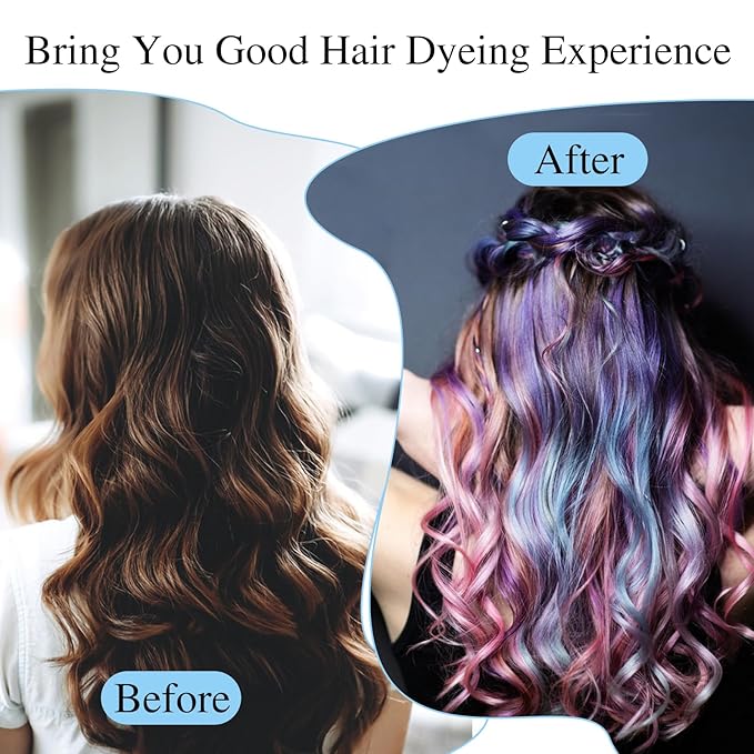 Bewudy 12 Pcs 4 Sets of Highlight Cap with Hooks, Hair Highlighting Caps, Highlight Hair Coloring Frosting Dye Kit for Salon Hair Dyeing Hairdressing (2 Purple + 2 Blue)