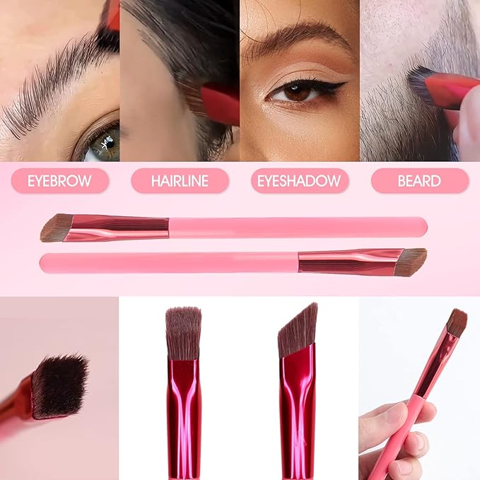 2PCS Multi-function Eyebrow Brush Make Hair Like Strokes at All, Eye Brow Concealer Contour Brush, Professional Square Angled Eyebrow Brush for Eye Brow Makeup