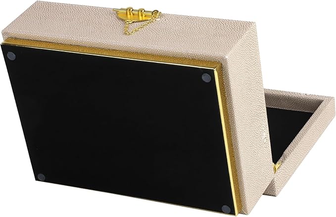 HofferRuffer Elegant Faux Leather Decorative Box, Storage Jewelry Box Organizer, Large Dresser Cosmetic Organizer Holder, Classic Jewelry Accessory Organizer, 11x8x4.8 inches (Light Grey)