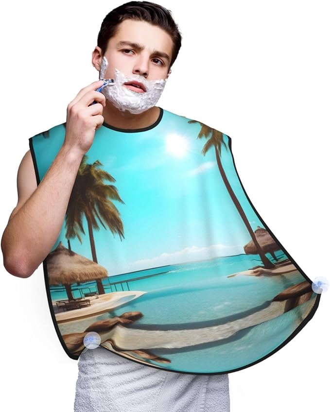 Pansy Perfection Print Beard Bib Shaving Apron, Beard Hair Trimming Cape Gift For Dad