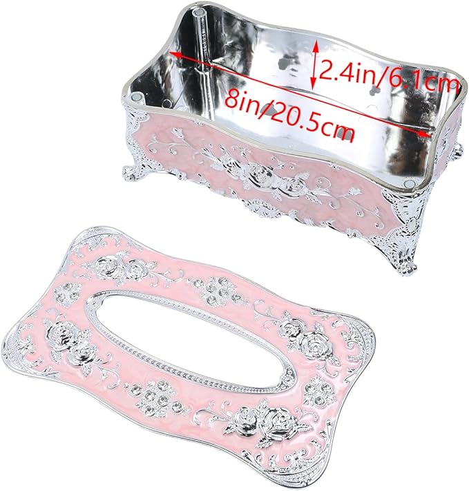 Geesatis Tissue Box Cover, Rectangle Tissue Box Holder, Rectangular Napkin Facial Tissues Holder for Bathroom Toilet Bedroom Living Room Table Desk Office Dresser, 1 Pcs Pink 9.05''x4.93''x3.74''