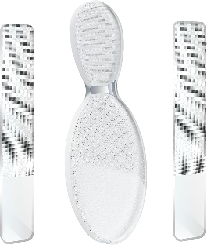 RedFlow Glass Nail File Set - 3.1 Pack, Professional Manicure Set, Nail Buffer with Nano Glass Foot Files and Nail Files for Natural Nails, Removing Calluses