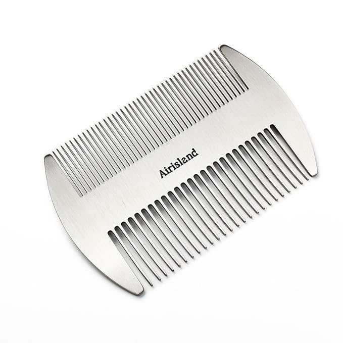 Airisland Dual Action Stainless Steel EDC Credit Card Size Wallet Comb - Anti-Static Hair and Beard Comb for Men
