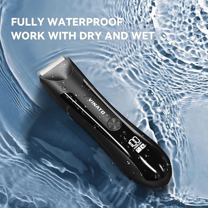 VINATO Electric Body Hair Trimmer - Manscape Ball Trimmer, Groin Hair Trimmer for Men, Waterproof Ball Shaver, USB Recharge Dock Replaceable Ceramic Blade, Male Hygiene Razor, 90 Mins Battery Life