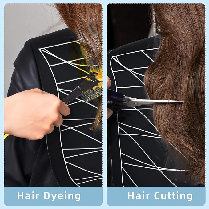 Professional Hair Cutting Cape with Geometric Grid Pattern, Longer Silicone Waterproof Cutting Mat,Neck Guide