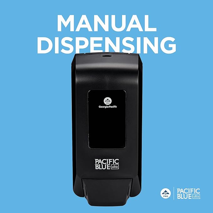 Georgia-Pacific (5305714) Pacific Blue Ultra Manual Push Soap Dispenser with Gentle Foam Hand Soap Refill Starter Kit