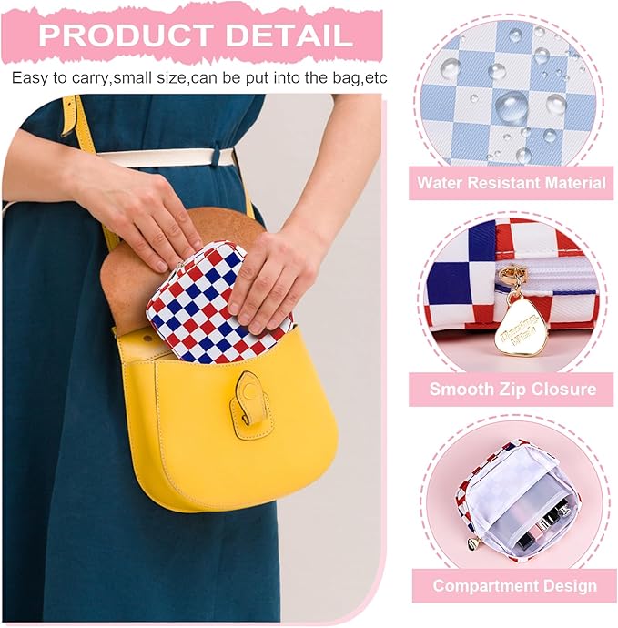 Desing Wish Period Bag Pouch Soft Cloth Sanitary Napkin Storage Bag Portable Menstrual Pad Pouches Tampon Holder for Purse First Period Kit for Girls 9-12 (Rose-Pink Check)