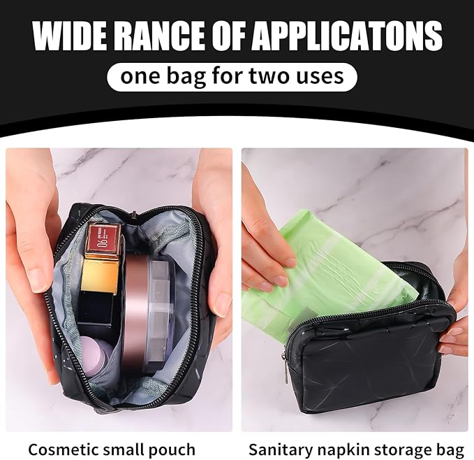 Period Sanitary Bag, Napkin Storage Bag Tampon Pouch Portable Feminine Care First Period Kit for Teen Ladies Women (Black)