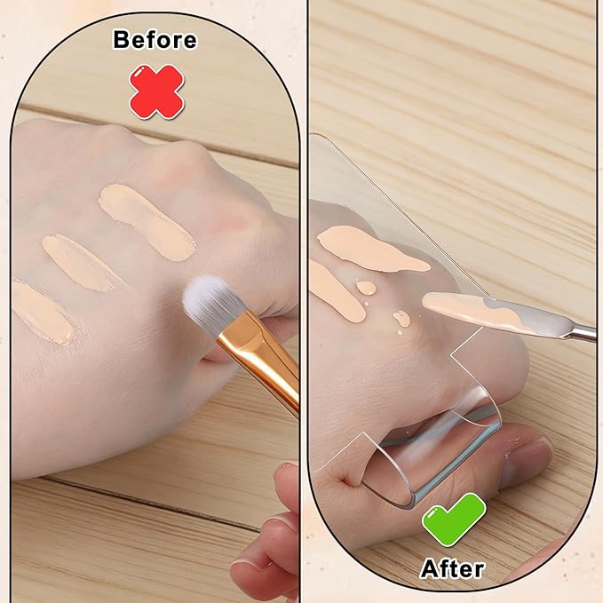 Makeup Mixing Palette Acrylic Mixing Tray Nail Art Manicure Palettes Hand Held Foundation Plate with Spatula for Makeup Blending