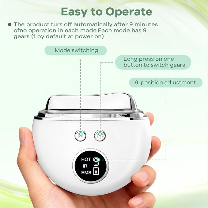 AFFLAT 3-in-1 Electric Fascia Knife with Heating and Vibration,Muscle Scraper Tool,Gua Sha Facial Device,9-Level Vibration,4 Light Therapy Modes for Face & Body,Portable Cordless Design