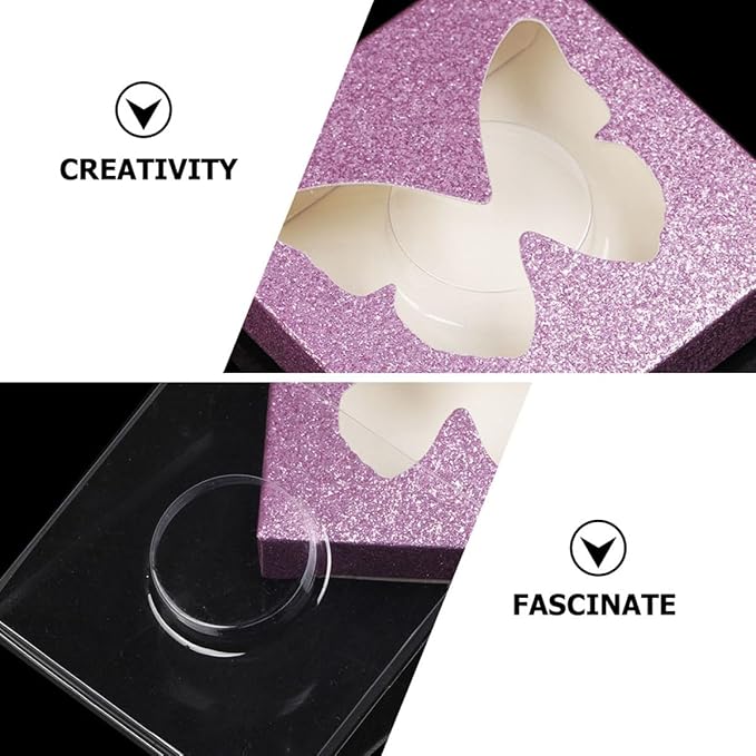 10 Sets Colored Square False Eyelash Organizer Boxes with Butterfly Cutout, Lash Packaging Cases for Makeup Storage, Pink Lash Holders for Cosmetic Use