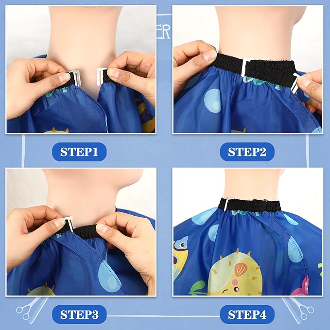 FEBSNOW Ocean Animal Kids Hair Cutting Cape, Professional Barber Cape and Neck Duster Brush Cartoon Hairdresser Apron with Adjustable Closure for Children Salon Barber Supplies for Kids & Adults