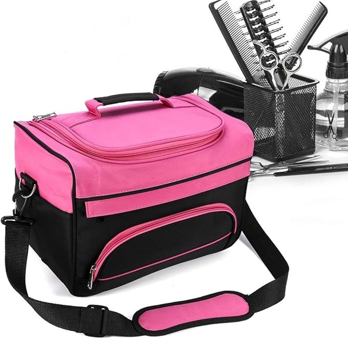 Professional Cosmetics Beauty Hairdressing Styling Bag, Multi-functional Hair Makeup Salon Hairdresser Toiletry Organizer Tool Bag Case Holder Box with Strap for Hair Stylist Shoulder Carrying