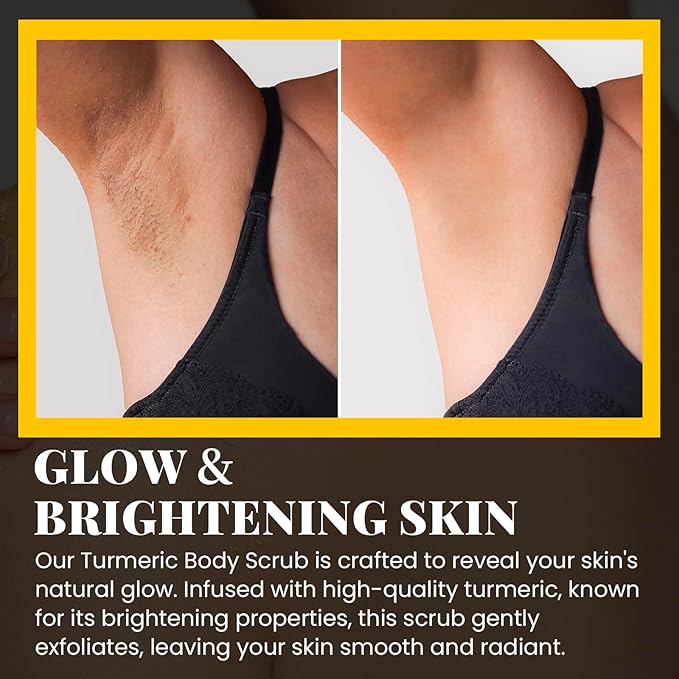 Turmeric Scrub For Dark Armpit Remover, Turmeric Body Exfoliator For Inner Thigh Dark Spots,Natural Glow Brightening Exfoliating Body Scrub,Cellulite Butt Sugar Scrub For Private Area