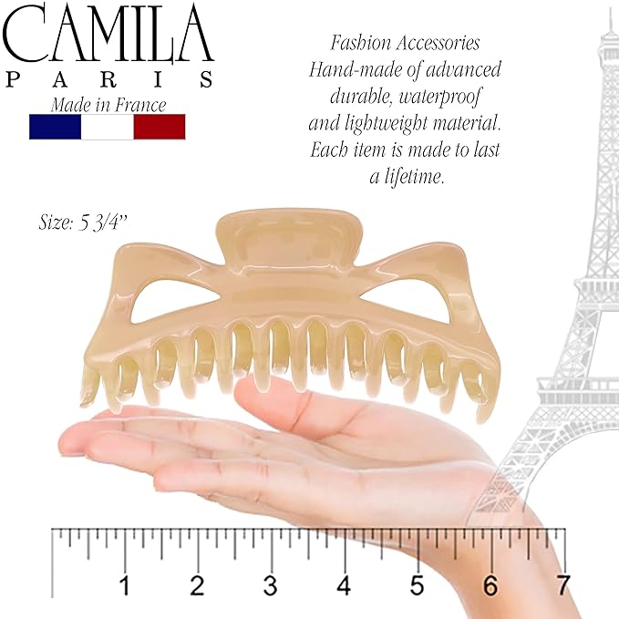 Camila Paris CP2887 French Large Hair Clips for Women Thick Hair for Long Curly Wavy Hair, Girls Hair Claw Clip, Durable Styling Big Claw Clip for Thick Hair, Strong Hold No Slip Grip, Made in France