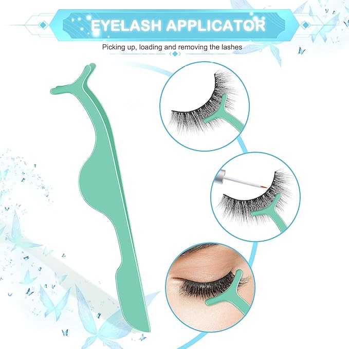 175 Pieces Lash Packaging Wholesale, Include 30 Empty Eyelashes Packaging Box, 30 False Lash Trays, 15 Eyelash Tweezers and 100 Eyelash Brush Mascara Wands Disposable (Green)