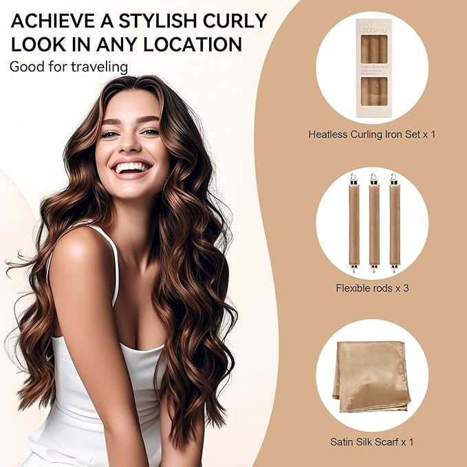 Heatless Curls Overnight Set - Jumbo Overnight Hair Curlers to Sleep In, Soft Velvet Hair Rollers for Women, No Damage Curls Styling Tools 4pcs