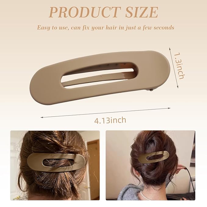 8PCS Flat Hair Claws Matte Non-Slip Clips for Women, Strong Hold Hair Accessories for All Hair Types, Daily Wedding Party Date Beach Use (Style6(Flat))
