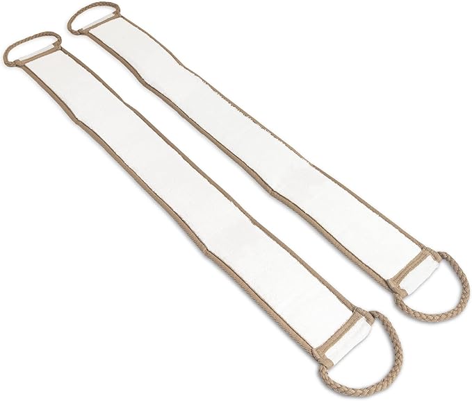Eurow Beauty Bamboo Back Scrubber, Dual-Sided Exfoliating and Cleansing Shower Strap with Looped Handles, Gentle for All Skin Types, Reusable for Daily Spa-Like Bath Experience, 2-Pack