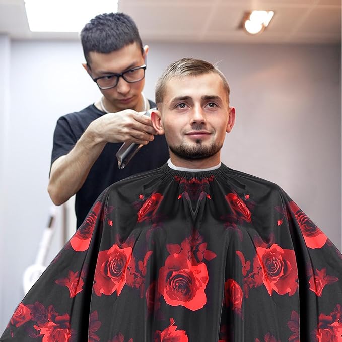 Hair Cutting Cape, Hairdresser Salon Cape with Adjustable Elastic Hooks Floral Pattern Barber Cape for Hair Dye