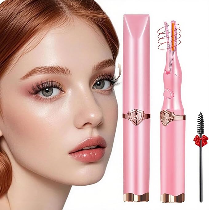 Heated Eyelash Curler - 2-in-1 Clip-Type Design, 3 Temperature Modes, USB Rechargeable Electric Eyelash Curler, Natural Curling 24H Long-Lasting Curl, Gift for Women & Girls, Light Pink DA