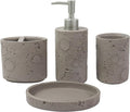 Hymmah Meteorites Bathroom Accessories Set,Farmhouse Bathroom Decor,4 Pcs Resin Gift Set Apartment Necessities, Contain Cotton Swab Jar,Soap Dispenser,Tumbler，Soap Dish/Tray