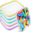 Sanwuta 6 Pcs Clear Hard Zipper Case Plastic Zipper Pouches Transparent Makeup Bag Pencil Case Pouches Toiletry Diaper Bag for Travel Toy Storage Organizer Bins(Colorful,9.84 x 7.87 x 2 Inch)