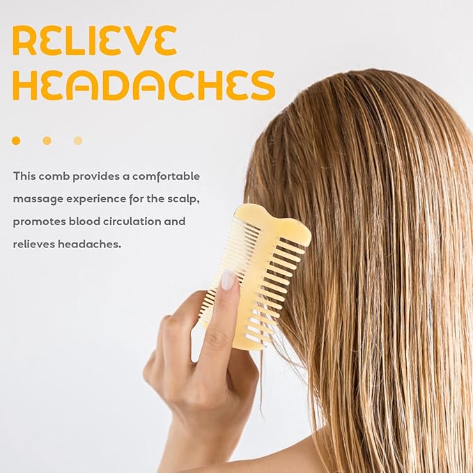 OX Horn Comb - Handmade Double-Sided Wide Tooth Anti-Static Massage Comb for Men & Women