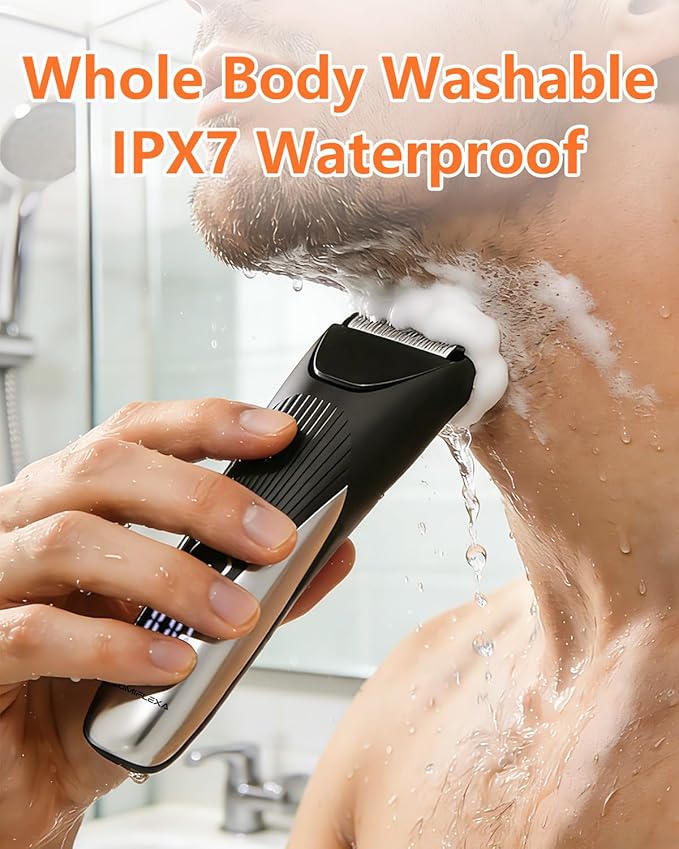 Body Hair Trimmer, LED Display, 6500 RPM Motor Manscaper for Men, 3 Adjustable Combs, USB & Dock Charging, IPX7 Waterproof Body Hair Groomers, Wet or Dry Use for Groin/Legs/Chest