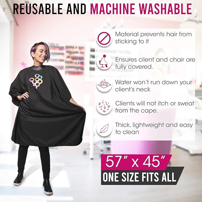 FRAMAR Professional Hair Cutting Cape – Hair Cutting Capes For Adults, Salon Cape For Hair Cutting, Capa De Peluqueria Professional, Barber Capes, Haircutting Capes For Adults – Rubberized Collar