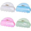Checkered Hair Claw Clips, Acrylic Semicircle Checker Barrettes for Women Ladies Multicolor Medium Cute Jaw Clip Non Slip Strong Hold Claw Clamps Stylish Hair Accessories for Thin Thick Hair (4 Pack)